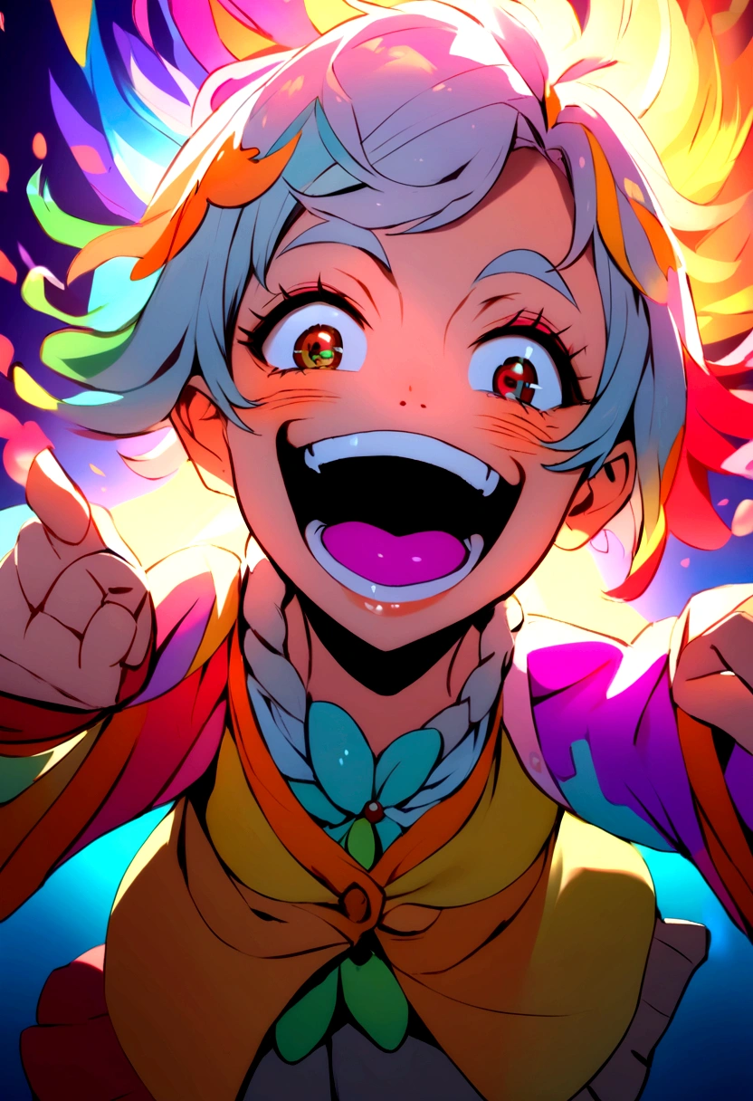 crazy and smiling grandma making fun for the camera