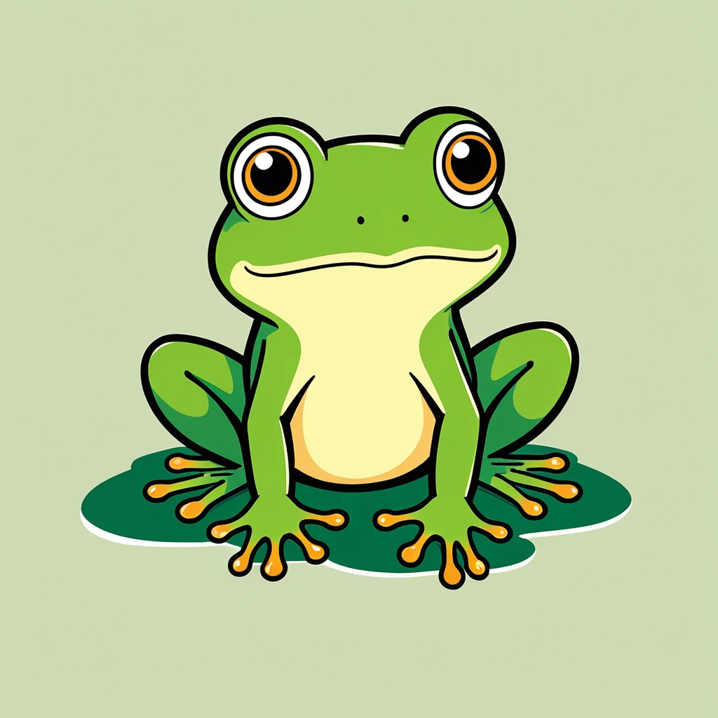 cute frog, illustration, vector graphics, strong contours