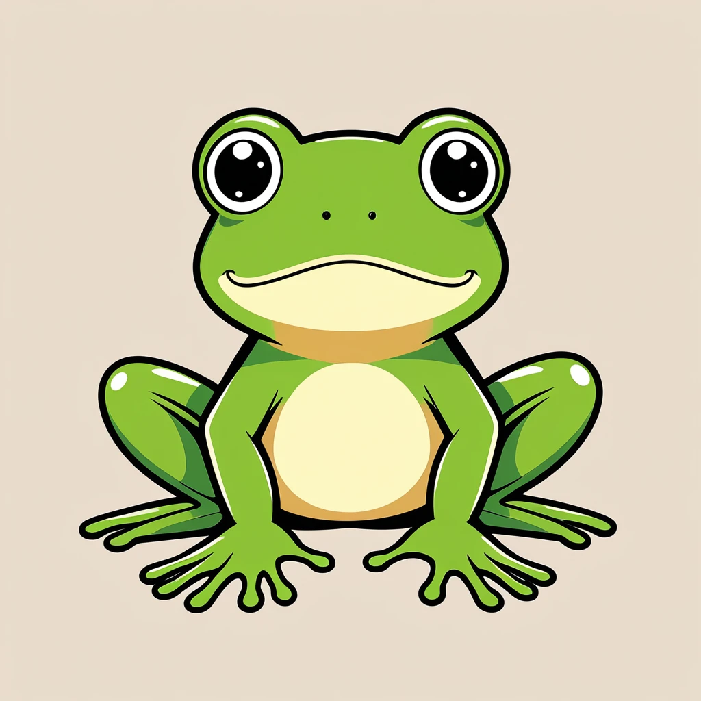 cute frog, illustration, vector graphics, strong contours