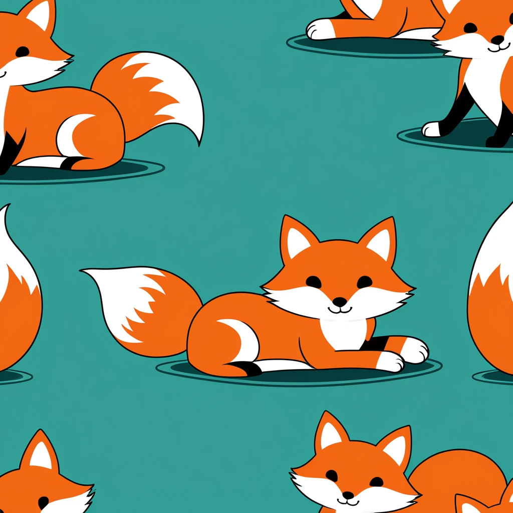 cute fox, illustration, vector graphics, strong contours
