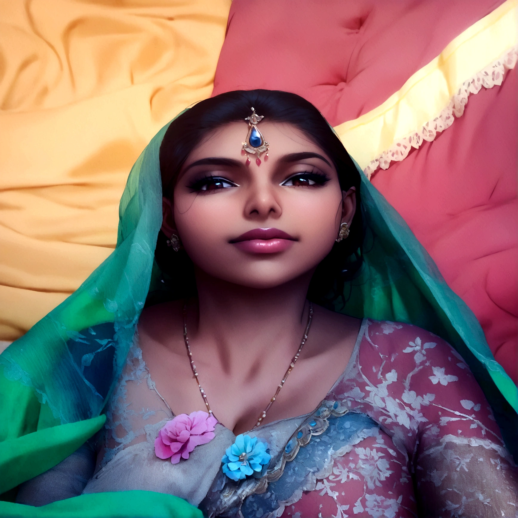 Beautiful indian woman, thin saree,