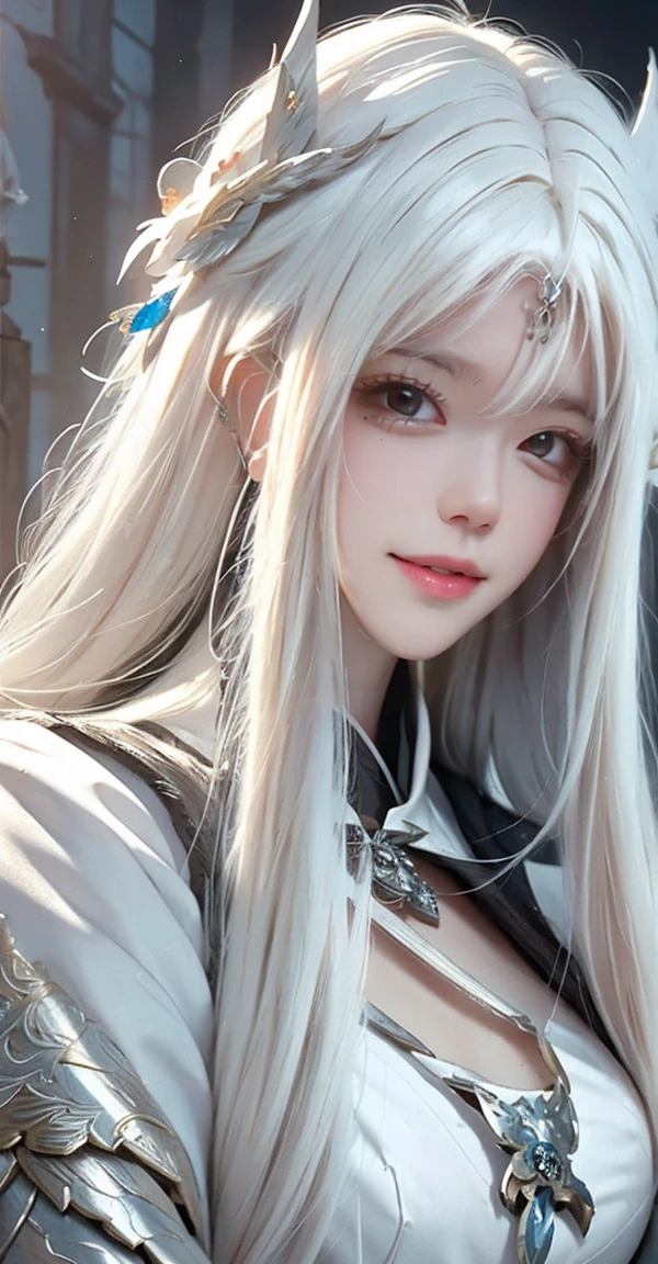 a close up of a woman with white hair and a white mask, beautiful character painting, guweiz, artwork in the style of guweiz, white haired deity, by Yang J, epic exquisite character art, stunning character art, by Fan Qi, by Wuzhun Shifan, guweiz on pixiv artstation, huge breasts