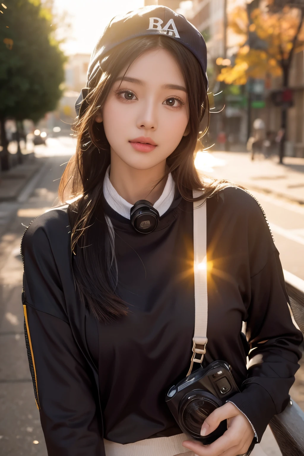 A cute girl wearing hijab,shining and shining face, realistic face,8k