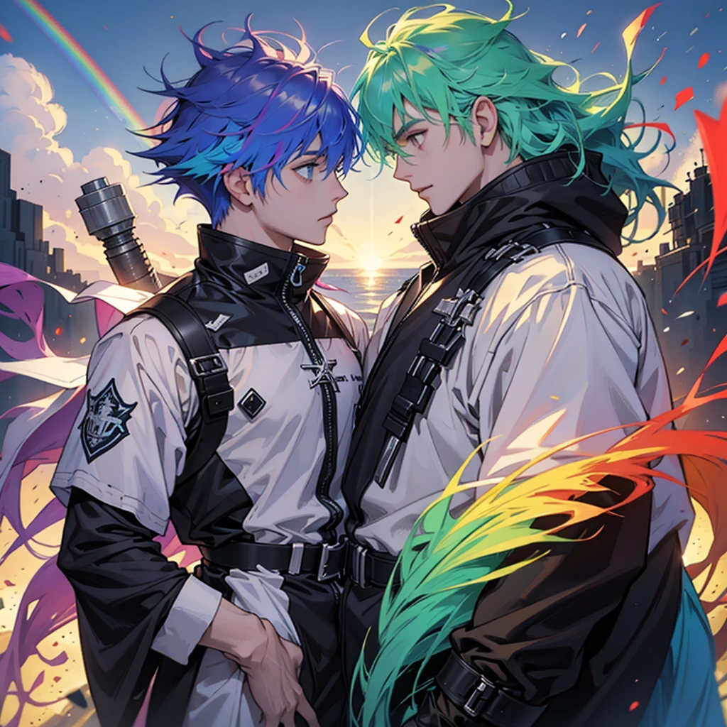 Rainbow hair, multicolor energy's, young knight 