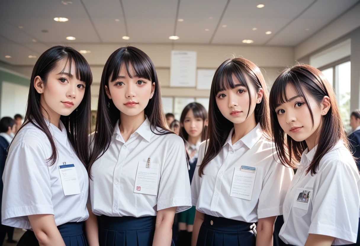 8k, raw photo, best quality, masterpiece, realistic, photo realistic, clear, professional lighting, beautiful face, best quality,ultra high res, realistic japanese beautiful, 4girls, maido