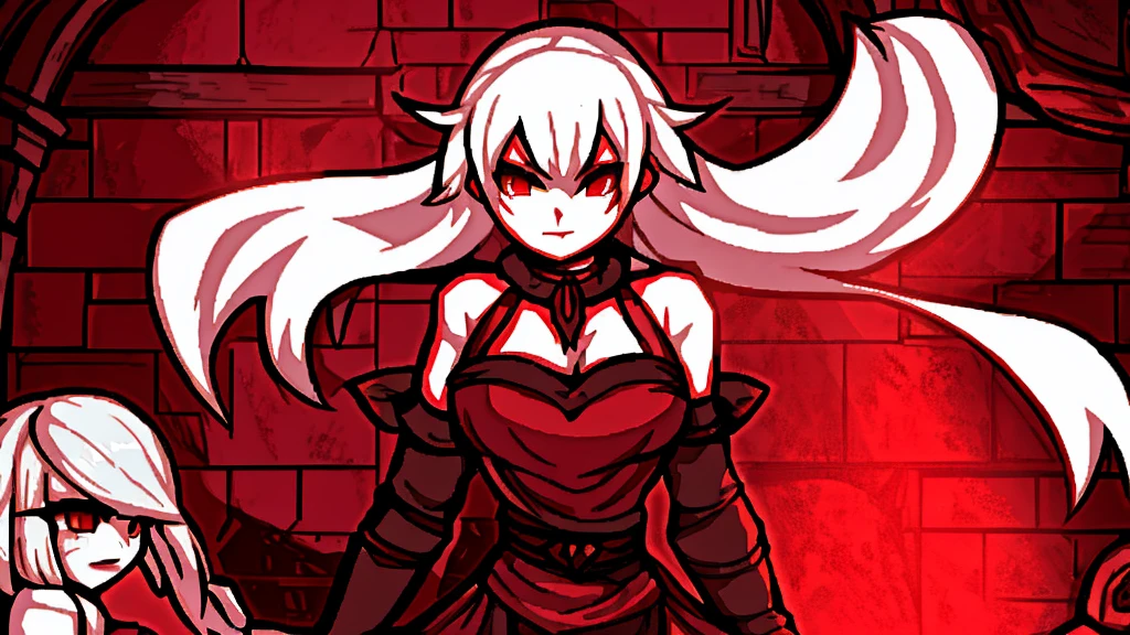 Girl with short white hair and red eyes. Darkest Dungeon