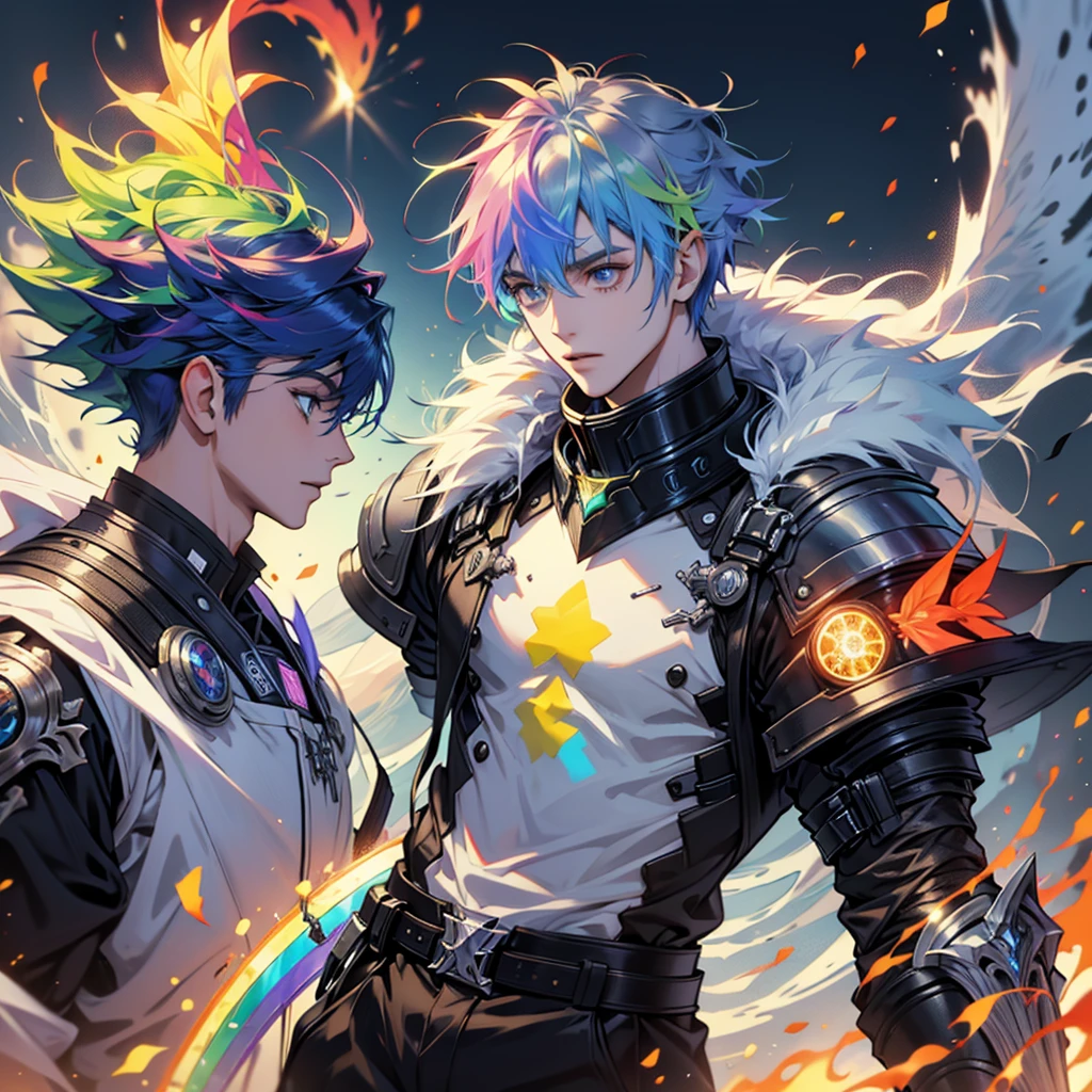 Rainbow hair, multicolor energy's, young knight 