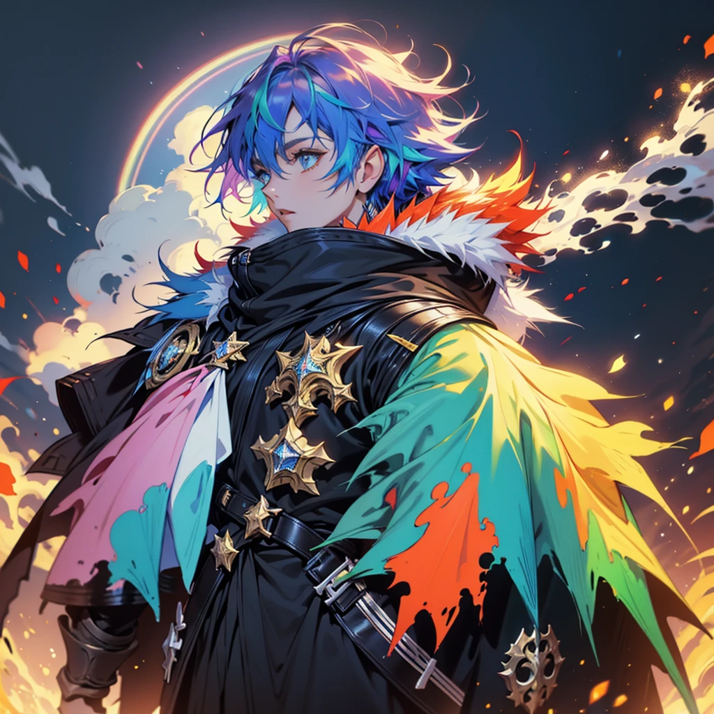 Rainbow hair, multicolor energy's, young knight 