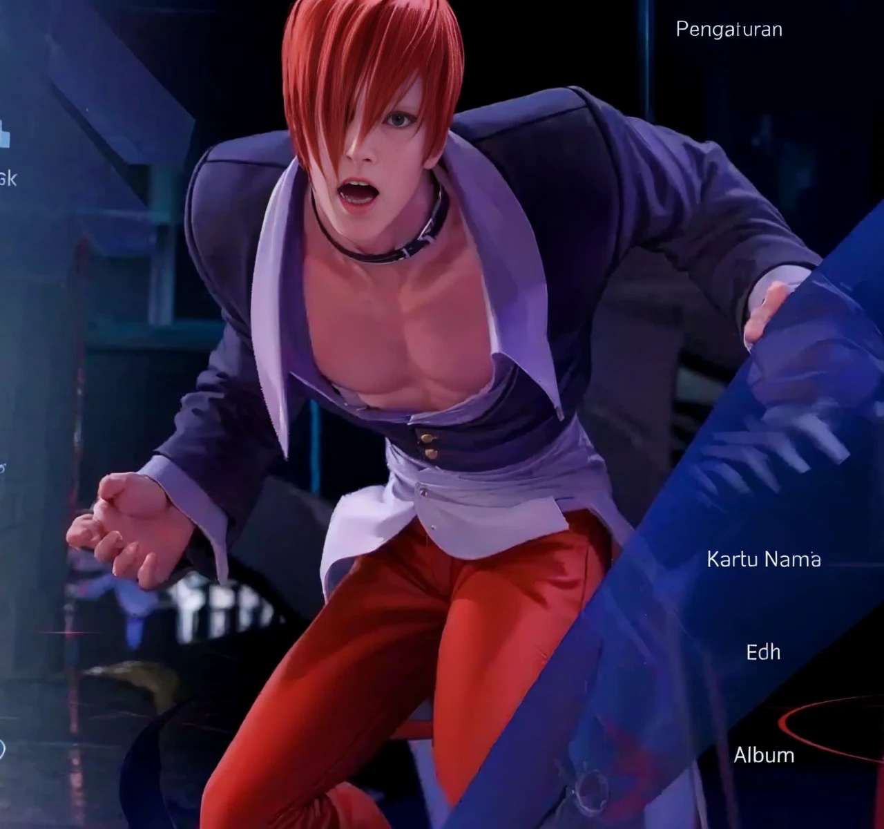  photorealistic, Masterpiece 1.2, best quality 1.2, high_res, high_resolution, absurdres, intricate details, lightining, sunlight 1male, solo, iori yagami standing hands down, red hair, red hair, black , white shirt, red skirt.  cowboy shot,  black shoes, detailed eyes, symbol_shaped_pupils, slightly angry face, cursed energy around him, illustration, art, in style of Sui ishida (tokyo ghoul) art , background tokyo street
