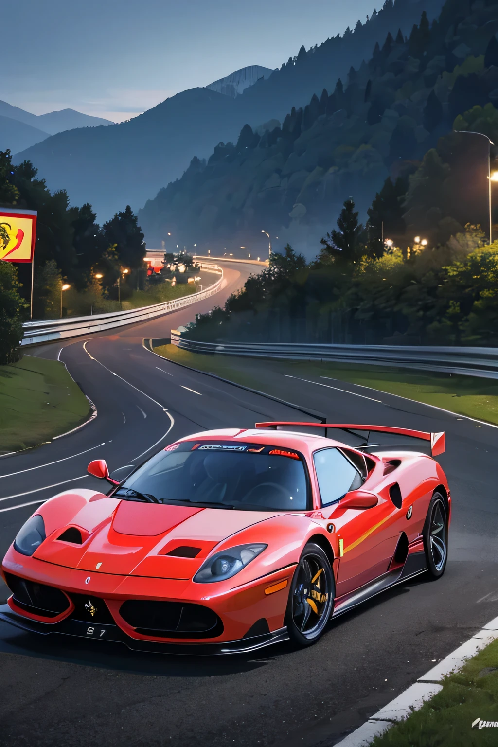 A natta, Illegal racing site at night, curves and sports cars at night, ferrari, Pagani, natta, Starry Cèu, headlights accesses