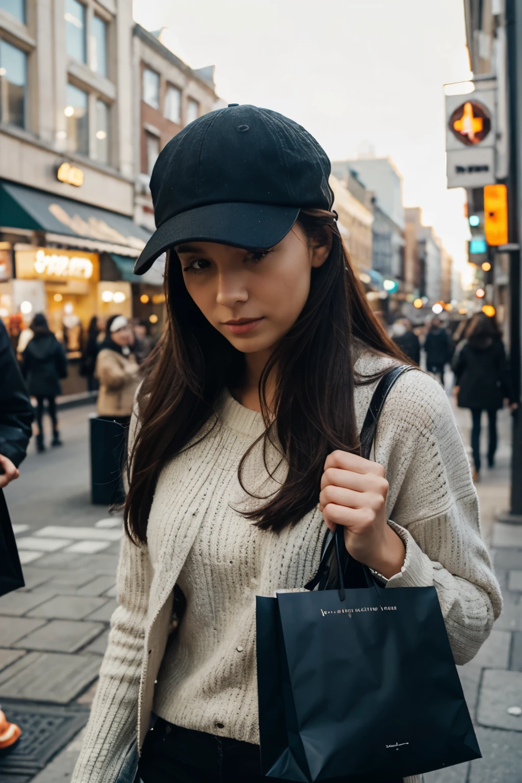 no hat, in der City, While shopping