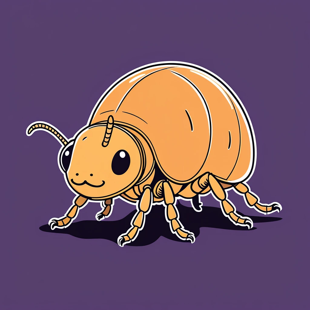 cute flea, illustration, vector graphics, strong contours