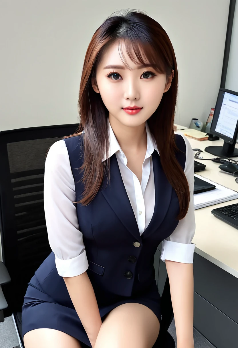(( straight face picture )) ((best quality)),  ((Masterpiece)), (details), Young woman ,Office lady,sexy