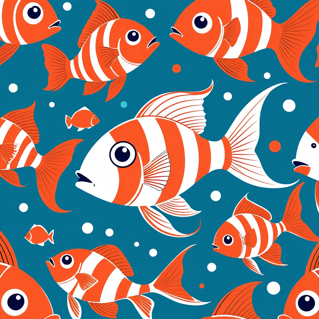 cute fish, illustration, vector graphics, strong contours
