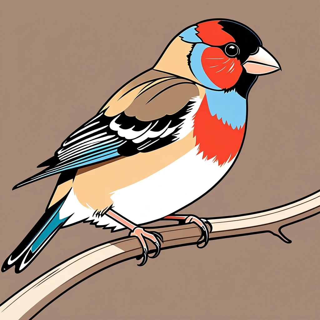 cute finch, illustration, vector graphics, strong contours
