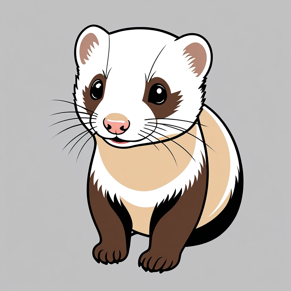 cute ferret, illustration, vector graphics, strong contours
