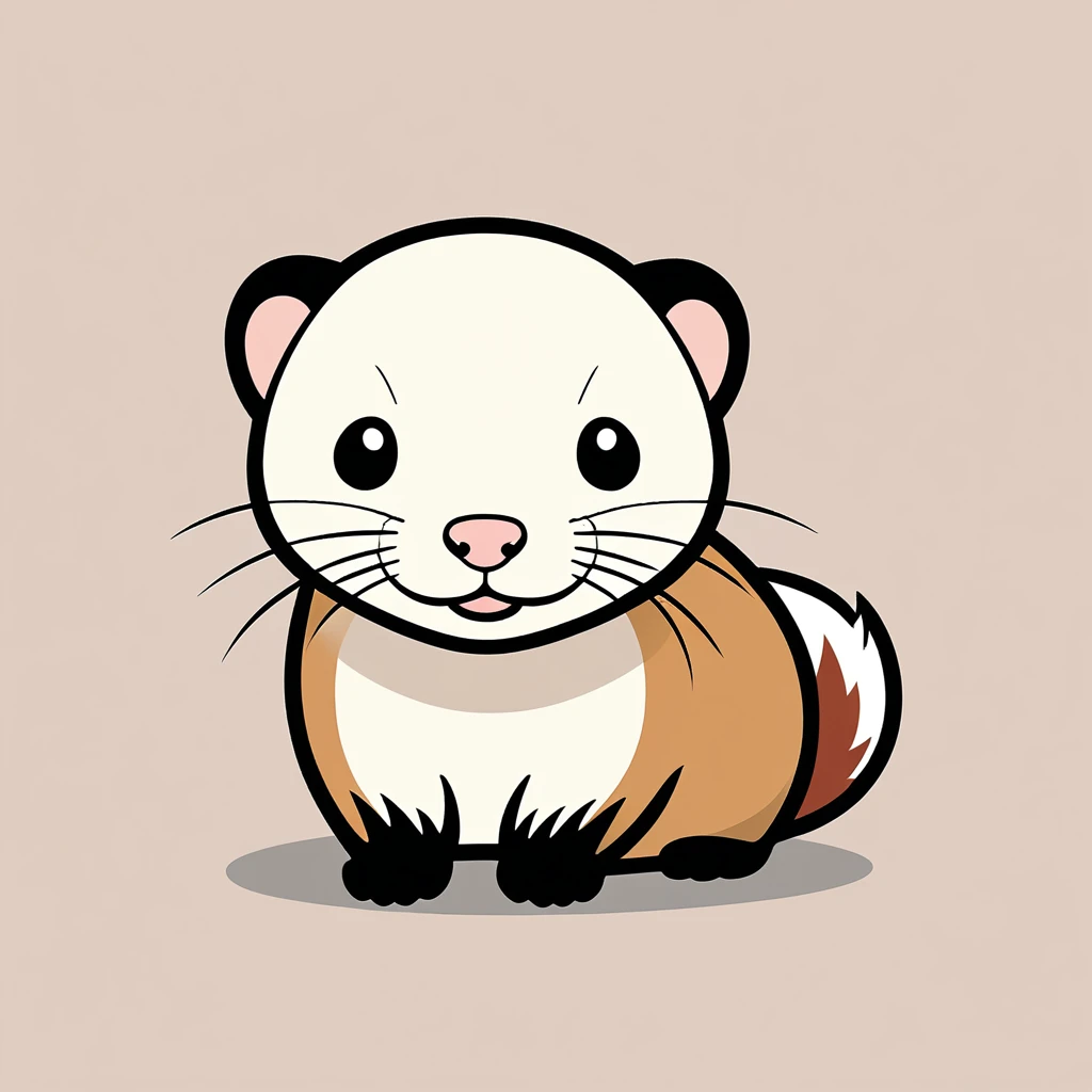 cute ferret, illustration, vector graphics, strong contours
