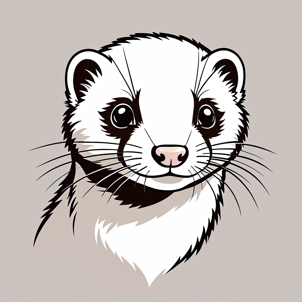 cute ferret, illustration, vector graphics, strong contours