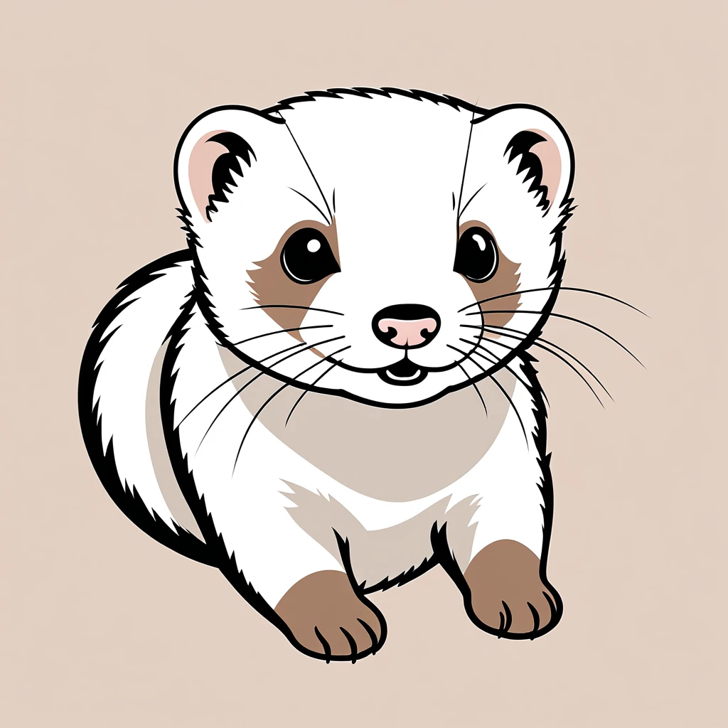 cute ferret, illustration, vector graphics, strong contours