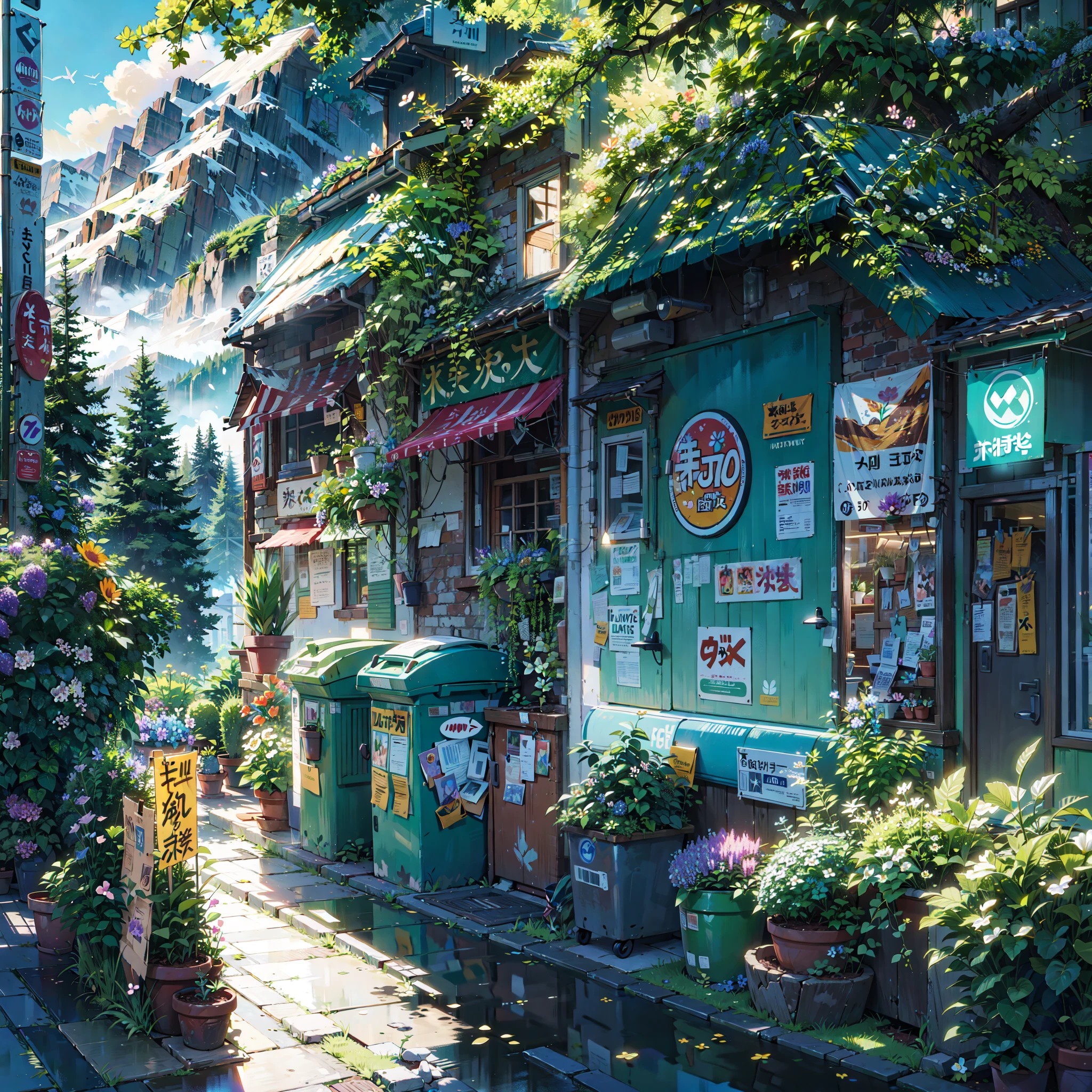 ((plants)), (((vibrant flowers))), colorful