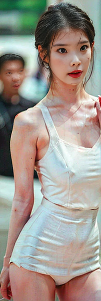 IU) ,(((Huge milk))),((whole body)), (Slander), latex miniskirt, Pussy clearly visible, ,color,NSFW,((best quality, 8K, masterpiece: 1.3)), sharp focus: 1.2, slim abs: 1.2, wet body: 1.5, Highly detailed face and skin texture, detailed eyes, double eyelid, very short hair, (((whole body))), naked, Very slender, PUSSY, ((Spread your legs and show your pussy)), ((Breast exposure)), erect nipples, wide open pussy, ((The inside of the pussy is visible in detail.))