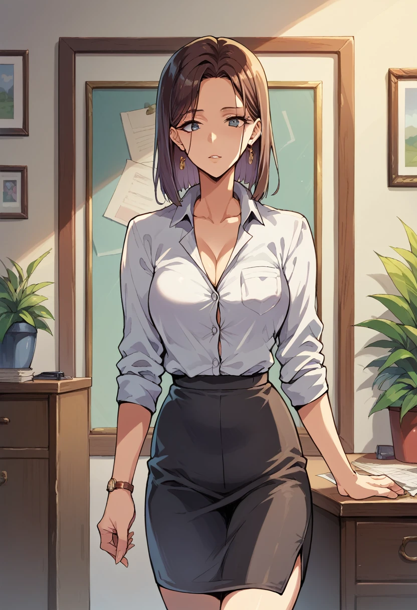 (( straight face picture )) ((best quality)),  ((Masterpiece)), (details), Young woman ,Office lady,sexy
