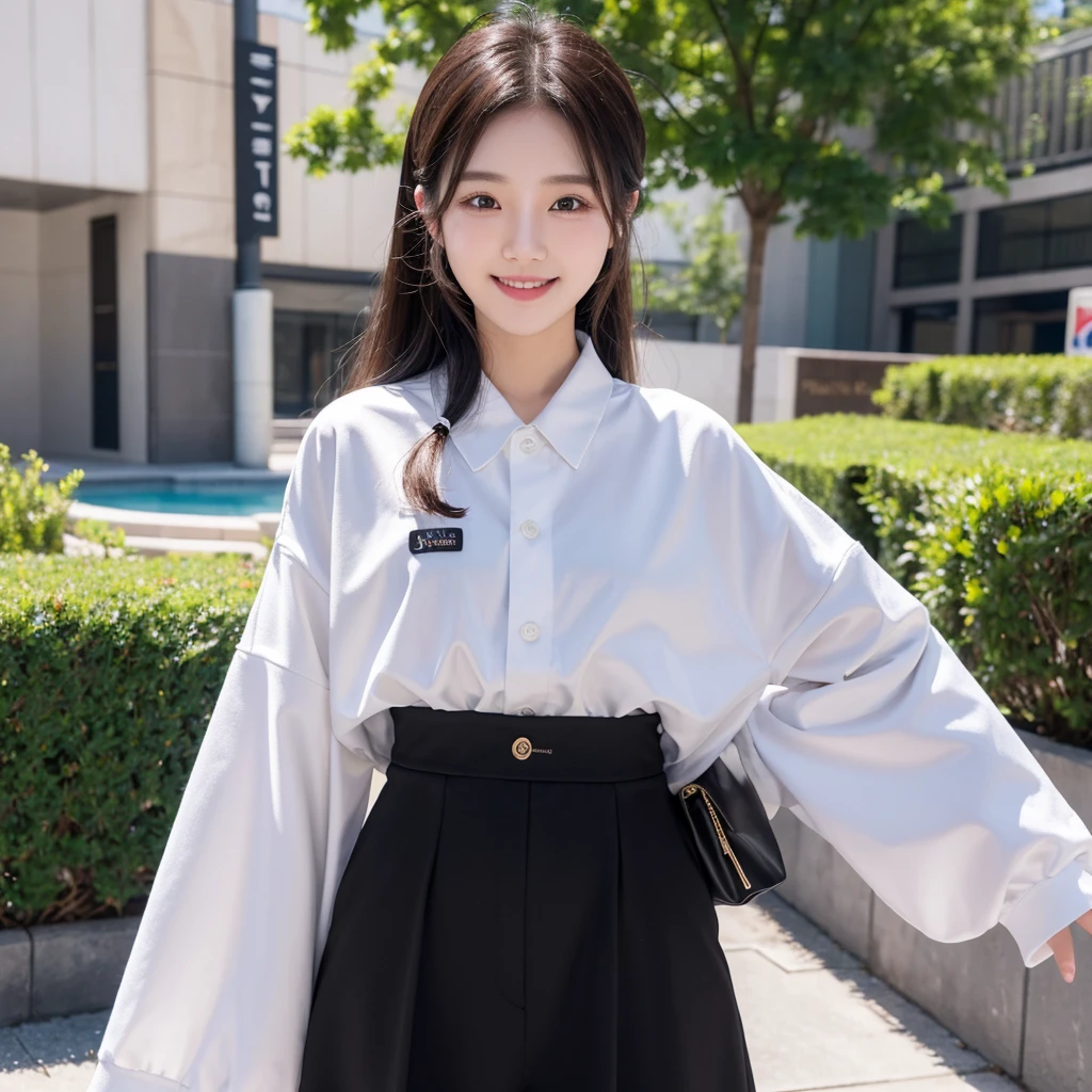 extremely detailed 8K Thumbnail, 1 Korean girl, smile, Standing, Very Se*y, Beautiful, Black Se*y Clothes