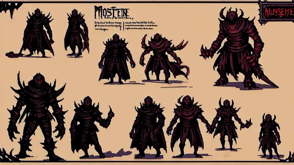 concept art of monsters. Darkest Dungeon