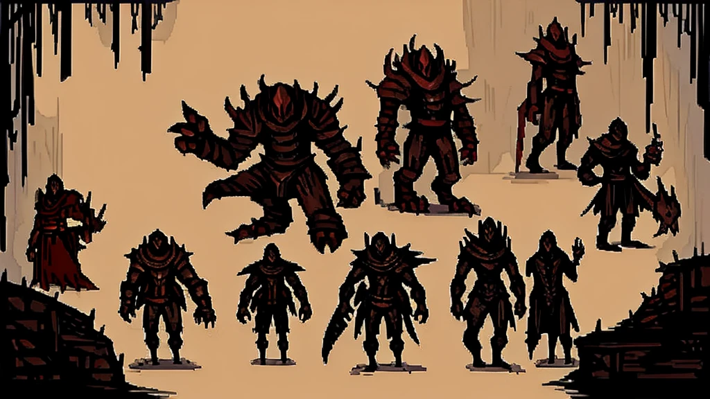 concept art of monsters. Darkest Dungeon