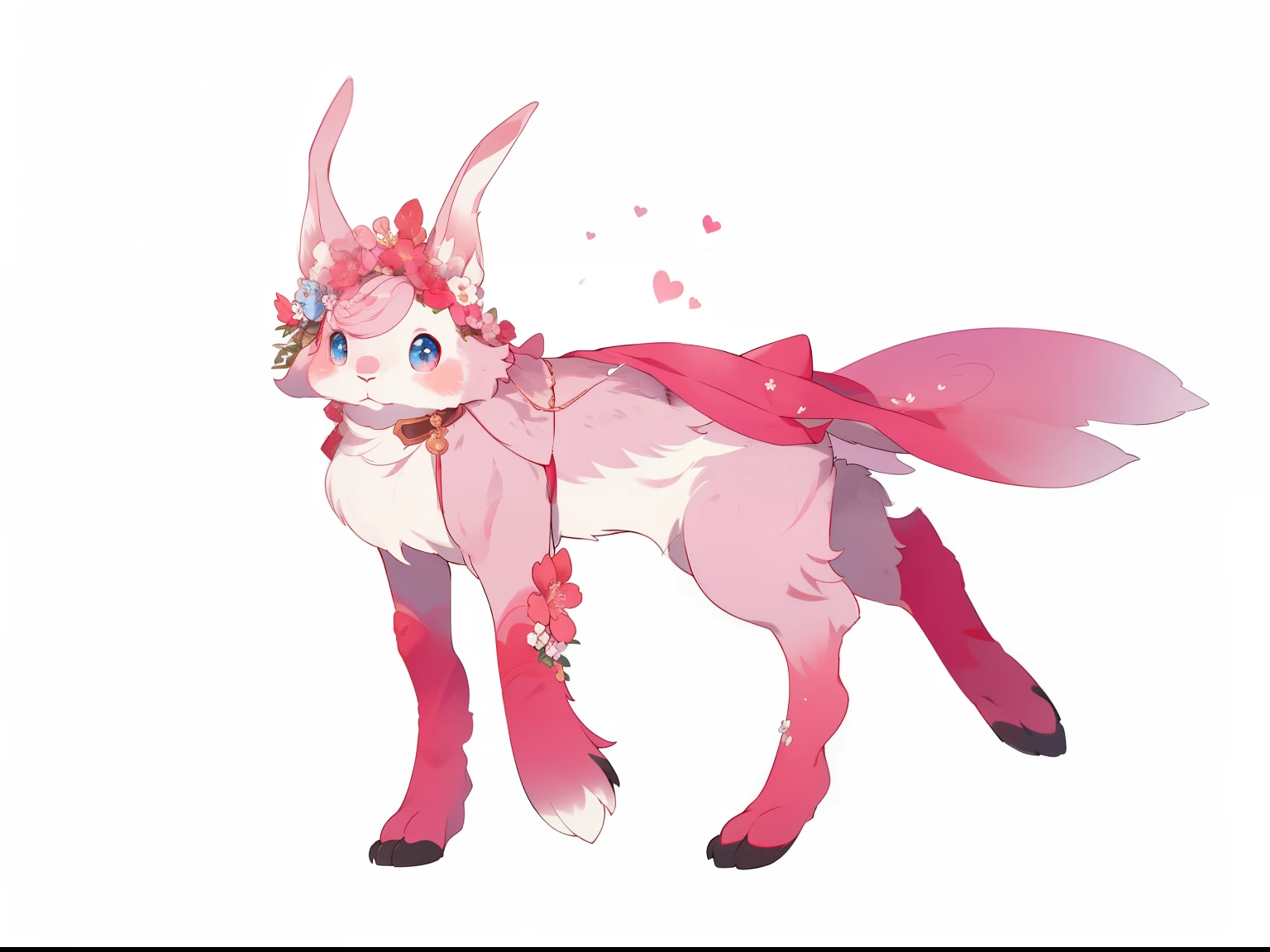 Raised tail, (whole body:1.1), Perfect lighting, Light Particles, (masterpiece), (ultra de tailed), Sharp focus, Light Particles,Solitary, hairy, Animal ear hair,Pink and white，Draped in a red cloak, Birds!!!, Pink,((Lop-eared rabbit)),((Ears hanging on shoulders)),最柔软的毛和最Lovely耳朵,Pink色的毛,  art, , hairy角色,(Lovely:1.0),(Fluffy:1),Heart in the eyes,high quality,((Flowers)),Detailed fan art, Lovely数字艺术, Super detailed fantasy characters, 8k high quality detailed art, Lovely详细艺术品，Fantasy Creatures