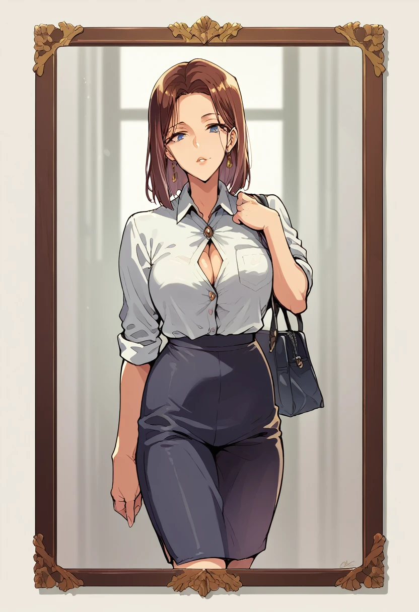 (( straight face picture )) ((best quality)), ((Masterpiece)), (details), Young woman ,Office lady,sexy