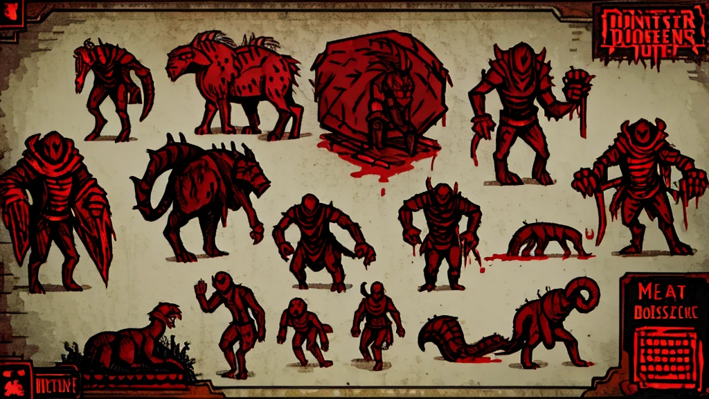 concept of monsters made of blood and meat. Darkest Dungeon