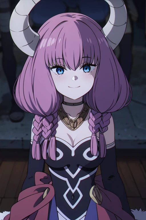 ((Best quality))),((Ultra-detailed)),((illustration)),((Disheveled hair)),((frilld)),(1 girl),(Solo),1girl,closed_mouth,looking_at_viewer,solo,rating:safe,arms_behind_back,bangs,black_bow,blush,bow,clothing,dress,eyebrows_visible_through_hair,female,female_only,fur_hat,hair_flaps,hat,head_tilt,headwear,long_hair,long_sleeves,sidelocks,smile,very_long_hair,
pink hair,grey hair,