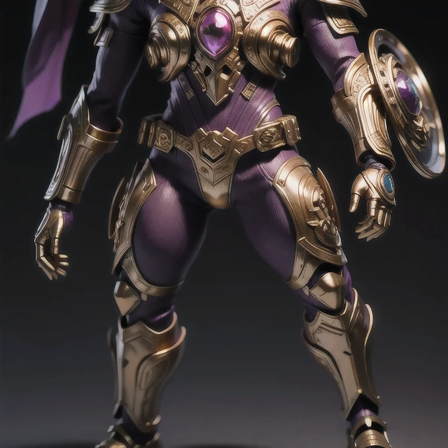 Close up of purple and gold toys, Super detailed fantasy characters, Science Fiction Characters render, detailed humanoid, Star Pathfinder Characters, Science Fiction Characters, Science Fiction Characters, humanoid character, very detailed character, Color Rendering, 3D Rendering Character Art 8K, Alien Armor, safi'jiiva armor, Marmoset Rendering