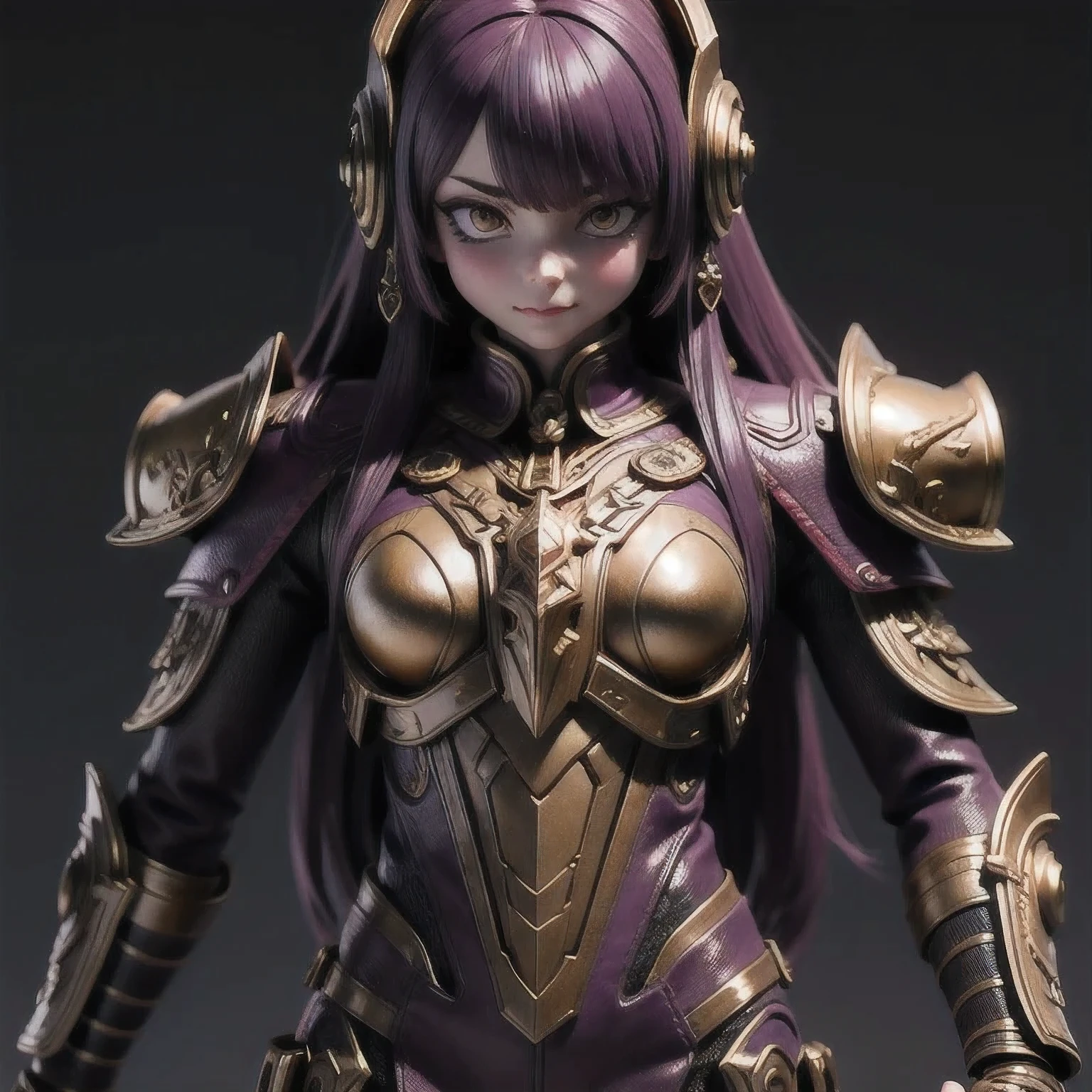 Close up of purple and gold toys, Super detailed fantasy characters, Science Fiction Characters render, detailed humanoid, Star Pathfinder Characters, Science Fiction Characters, Science Fiction Characters, humanoid character, very detailed character, Color Rendering, 3D Rendering Character Art 8K, Alien Armor, safi'jiiva armor, Marmoset Rendering