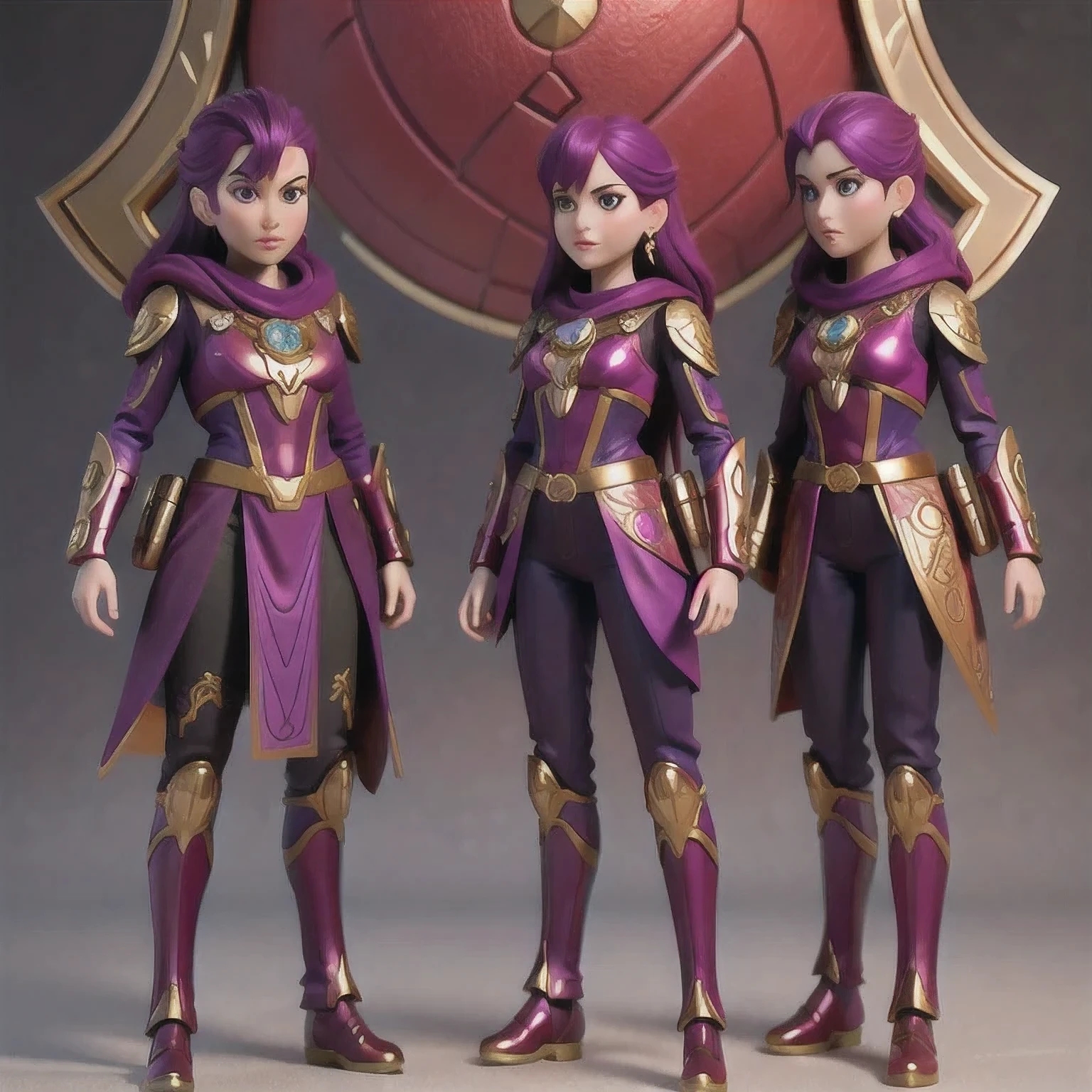 Close up of purple and gold toys, Super detailed fantasy characters, Science Fiction Characters render, detailed humanoid, Star Pathfinder Characters, Science Fiction Characters, Science Fiction Characters, humanoid character, very detailed character, Color Rendering, 3D Rendering Character Art 8K, Alien Armor, safi'jiiva armor, Marmoset Rendering