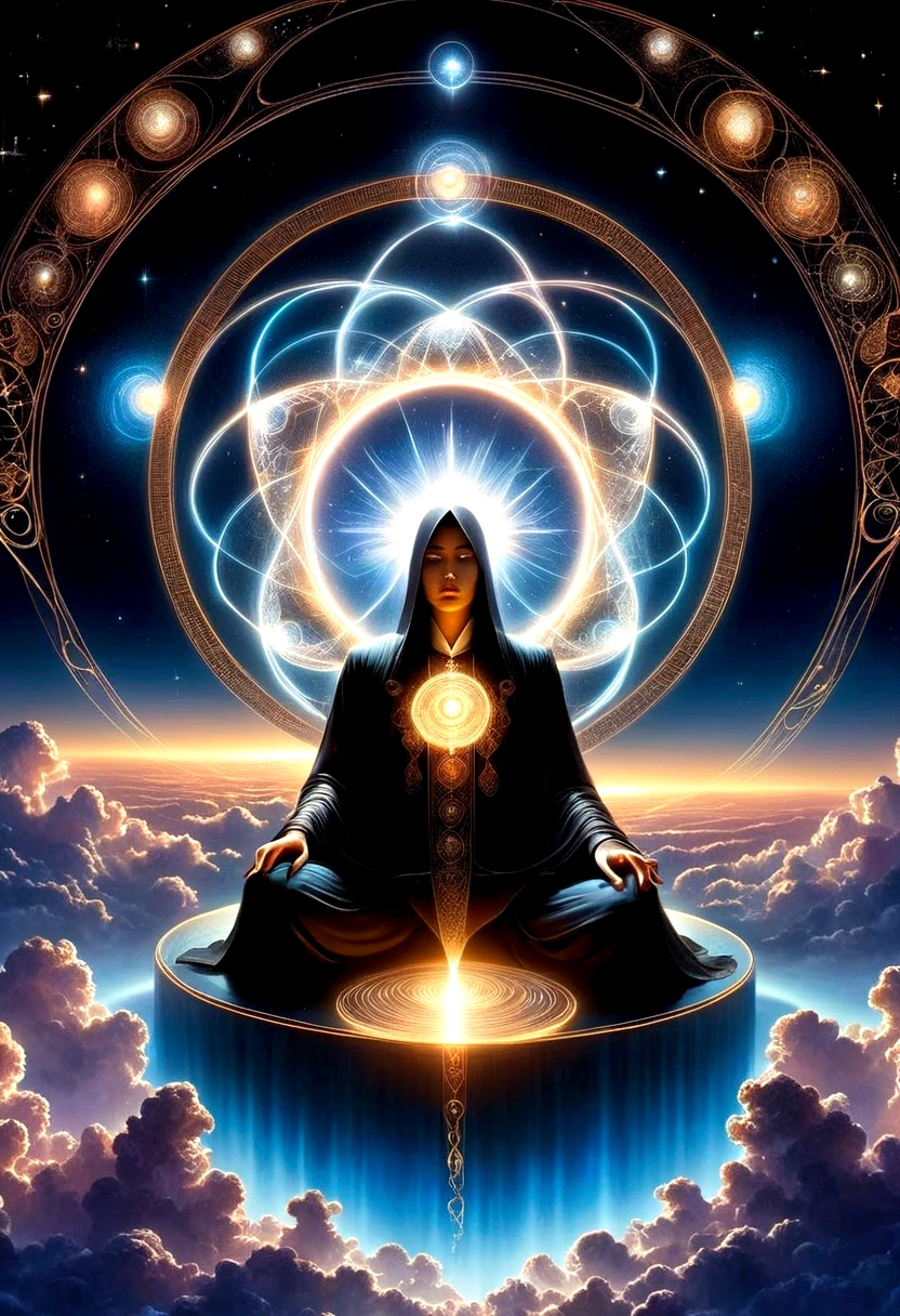 Astrologer,Magic Circle, Sacred geometry, Clear focus, Floating Ghost Mage, Heaven and earth collapsed, Mobius strip, Black Hole, Lots of meteorites floating, Combination Magic Circle, call, Transformation of matter and immateriality, Kim Sik, and other complex ritual combinations , Mike Winkelmann style的超现实数字艺术, Rolf ARmstRong style: Fractal, Alberto Vargas, 和 H'style.R. liver. liver,Magical Realism,classical realism,Surrealism,imagination,Science fiction,From another realm,impossible,Visual exaggeration,Post-cyberpunk,Nano punk,Atomic Punch,gather,Circuit,lightpainting,白羊seat,♈︎,金牛seat,♉︎,双子seat. ♊︎,cancer,♋︎,天蝎seat,♏︎,天秤seat,♎︎,seat,♍︎,狮子seat,♌︎,射手seat,♐︎. 摩羯seat,♑︎,水瓶seat,♒︎,双鱼seat,♓︎,Unreal Engine,Octane RendeRing,V-Ray,High Detail,high quality,high resolution,Surrealism,16K,Ultra wide angle,High Angle Shot,,Bioluminescence,