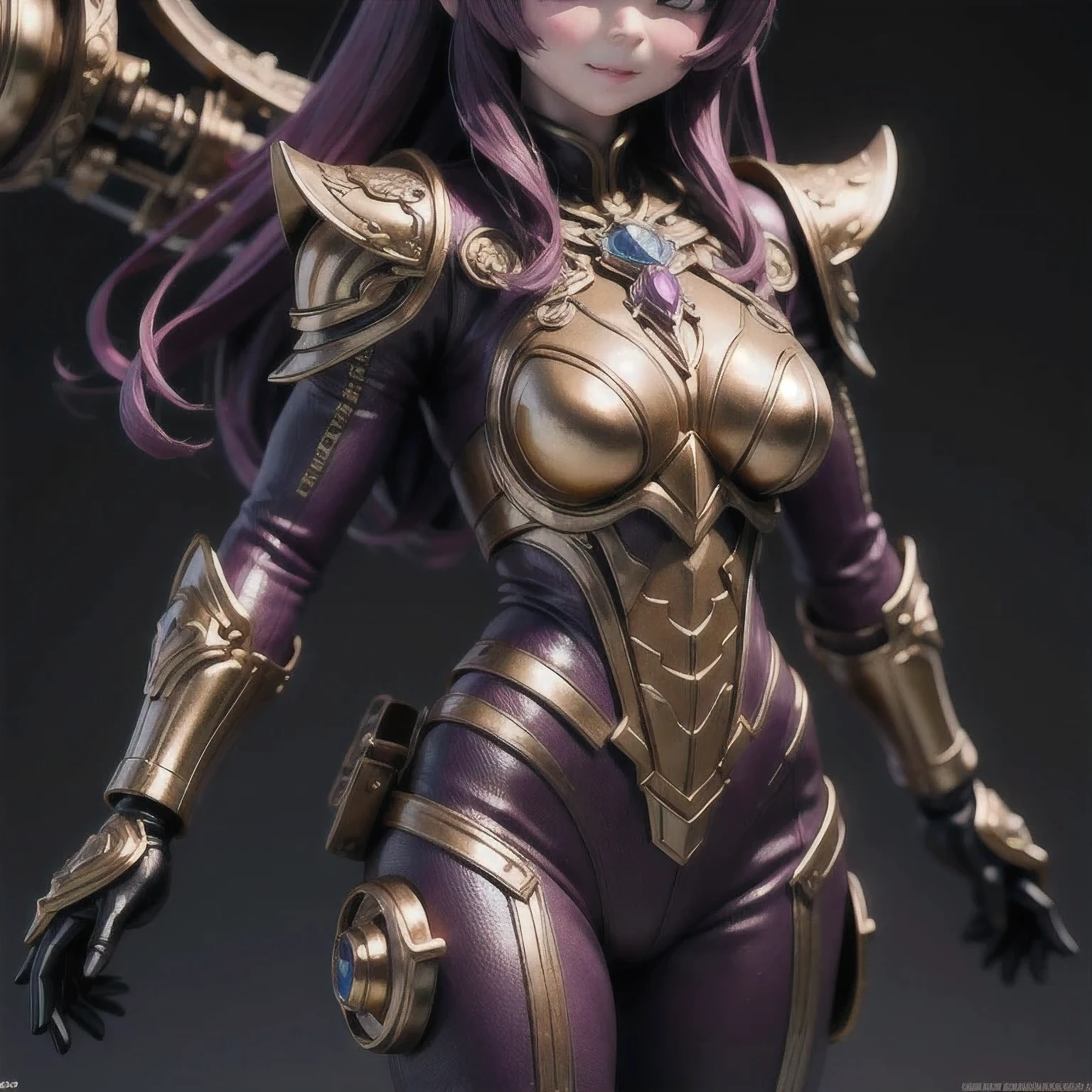 Close up of purple and gold toys, Super detailed fantasy characters, Science Fiction Characters render, detailed humanoid, Star Pathfinder Characters, Science Fiction Characters, Science Fiction Characters, humanoid character, very detailed character, Color Rendering, 3D Rendering Character Art 8K, Alien Armor, safi'jiiva armor, Marmoset Rendering