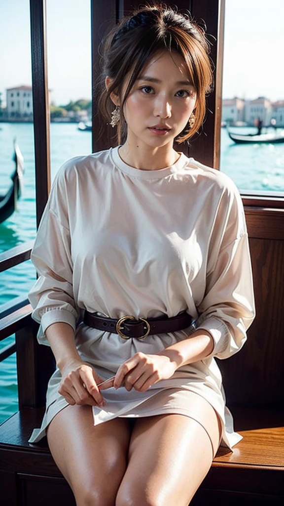((A luxurious white shirt and luxurious white panties:1.4))、(Hair tied up、Woman riding a gondola in Venice、Woman toasting with a red Venetian glass:1.4).Woman in a gondola in Venice、Light brown hair、Elegant hairstyle、Blue Eyed Woman、A woman with a cute upward gaze、When the sky gets dark、When the sun goes down the sky turns red、Tight clothing that shows your body lines、、Elegant summer knitwear、Elegant summer sweater、Leather Belt、Short skirt、Dress elegantly着こなす、Luxury Bagedium Shorthair:1.4））、The sun shines on her、Light brown hair、Light brown hair、The sky was dyed red、There are clouds、private's cute、Her ample breasts are obvious even through her clothes..、The shining sun is so beautiful、Dusk is approaching、Lens flare、You can see the sunset、（（Sunlight reflecting off the ocean、Ocean View、The sun shines on the ocean、&#39;beautiful.、Small earrings、private&#39;evening、Birds are also flying、、Brown Hair Color、Tying up hair、The woman is on the right:1.4））、Luxury Leather Belts、Shiny clothes、Light beige hair color、Background Blur、Braid only the front hair、Light brown hair、｛｛Cowgirl Shot｝｝、（（Close-up shot from the waist up、Ample breasts:1.4））、Smile、Silk clothing、Ample breasts that can be seen even through clothes、Braid only the front hair、Cowboy Shot、Gorgeous white collared silk shirt and brown skirt、Dress elegantly、Luxury Bags、A lovely smile、（（Ample breasts））、Full body photo、ring、Short skirt、Tuck your hair behind one ear、Silver Necklace、smile、 Elegant ponytail、Caustics、Highly detailed photos、Very beautiful and ideal short hair、Super no makeup、(8K、RAW Photos、Highest quality、masterpiece:1.2)、(Realistic、Realistic)、1 girl、((Medium Short Hair、Looking into the camera:1.4))、Hair blowing in the wind
