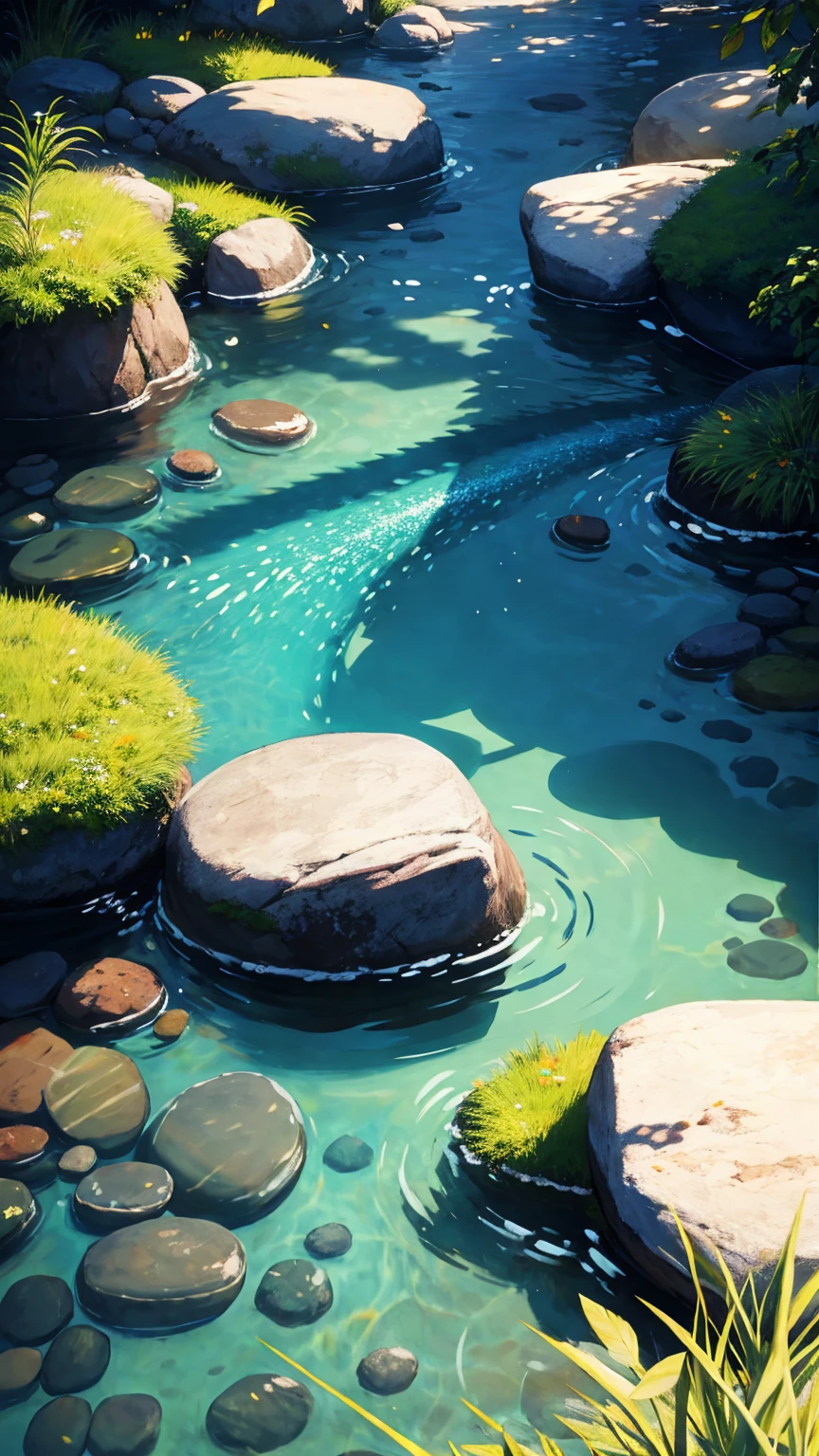 Clear streams, fish shadow