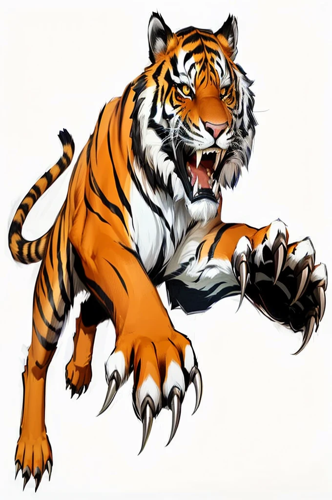 to tiger mascot running with claws and claws, high school mascot, anthropomorphic tigre, tigre_will do, to tiger, ((tigre)), Sharp teeth and claws, tigre of fire flying, tigre, sports team mascot, tigers, Sharp, detailed claws, sport mascot, Illustrates??the mascot&#39;s, with claws, the tigre is smiling, Sharp claws and tail