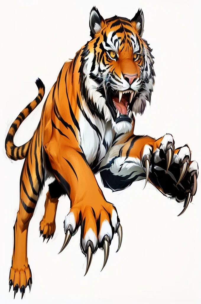 to tiger mascot running with claws and claws, high school mascot, anthropomorphic tigre, tigre_will do, to tiger, ((tigre)), Sharp teeth and claws, tigre of fire flying, tigre, sports team mascot, tigers, Sharp, detailed claws, sport mascot, Illustrates??the mascot's, with claws, the tigre is smiling, Sharp claws and tail