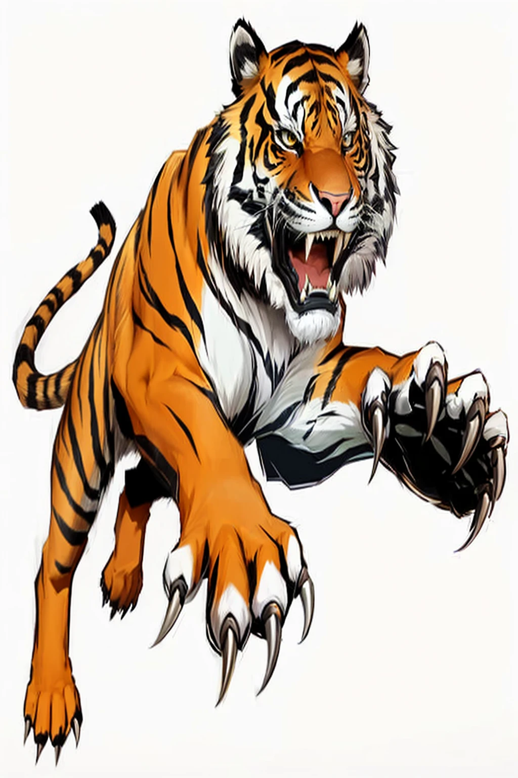 to tiger mascot running with claws and claws, high school mascot, anthropomorphic tigre, tigre_will do, to tiger, ((tigre)), Sharp teeth and claws, tigre of fire flying, tigre, sports team mascot, tigers, Sharp, detailed claws, sport mascot, Illustrates??the mascot&#39;s, with claws, the tigre is smiling, Sharp claws and tail