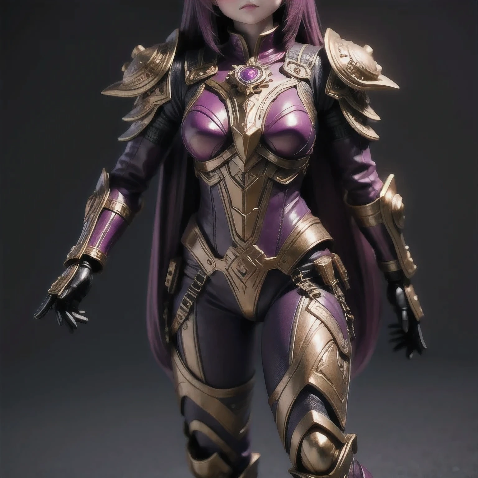 Close up of purple and gold toys, Super detailed fantasy characters, Science Fiction Characters render, detailed humanoid, Star Pathfinder Characters, Science Fiction Characters, Science Fiction Characters, humanoid character, very detailed character, Color Rendering, 3D Rendering Character Art 8K, Alien Armor, safi'jiiva armor, Marmoset Rendering