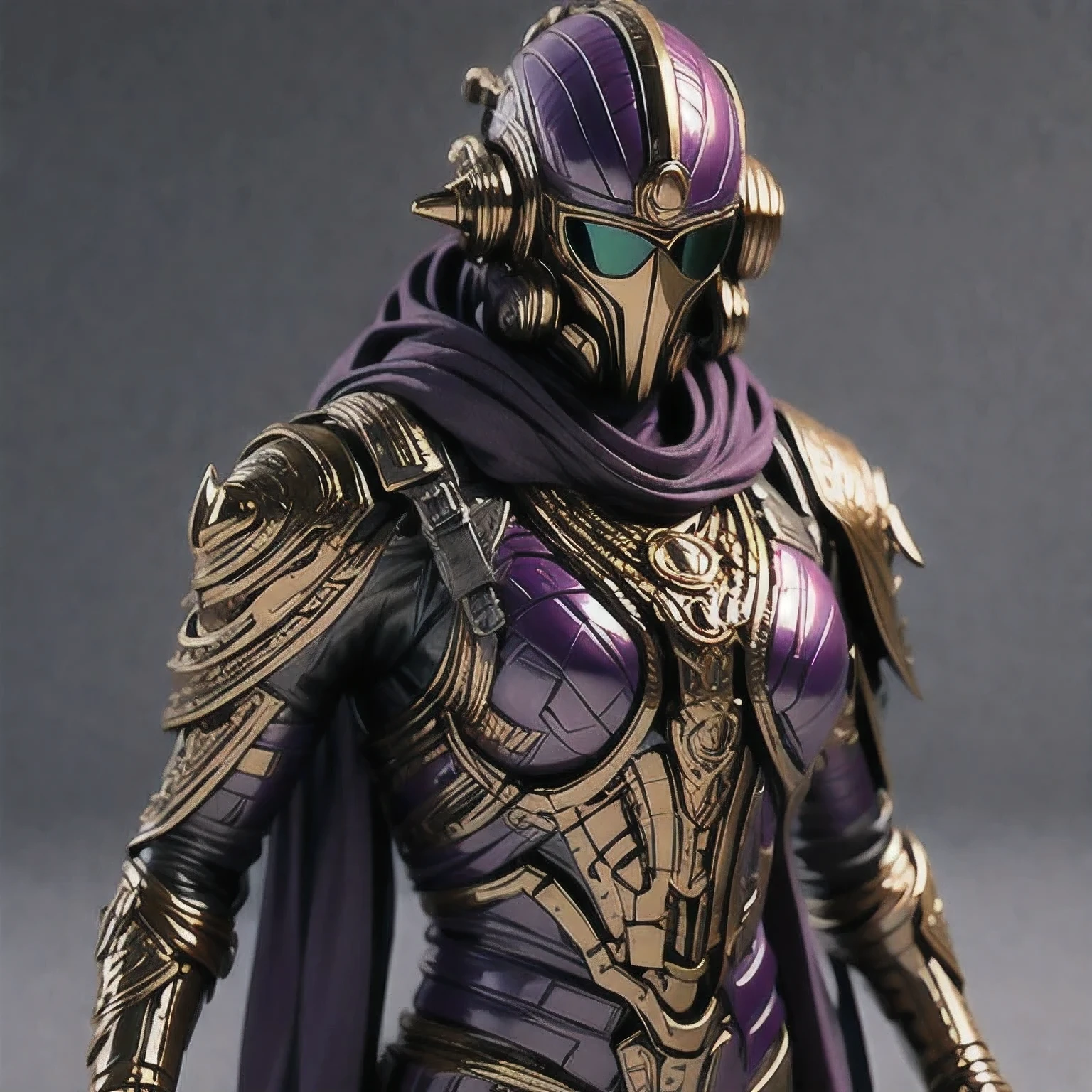 Close up of purple and gold toys, Super detailed fantasy characters, Science Fiction Characters render, detailed humanoid, Star Pathfinder Characters, Science Fiction Characters, Science Fiction Characters, humanoid character, very detailed character, Color Rendering, 3D Rendering Character Art 8K, Alien Armor, safi'jiiva armor, Marmoset Rendering