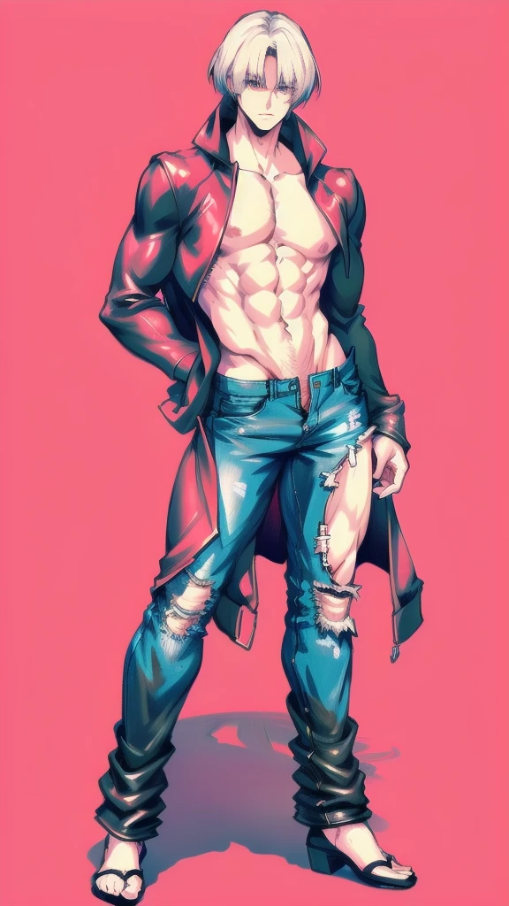 full body in image, masculine pose, unique hair, full man, dante jacket, hoodie, of dante, denim pants, male body, slender body, short hair, full body, hot body, sexy male body, dinamic pose. detalied pose, body, simple background, expressive face, focus on face, line art, sketch
