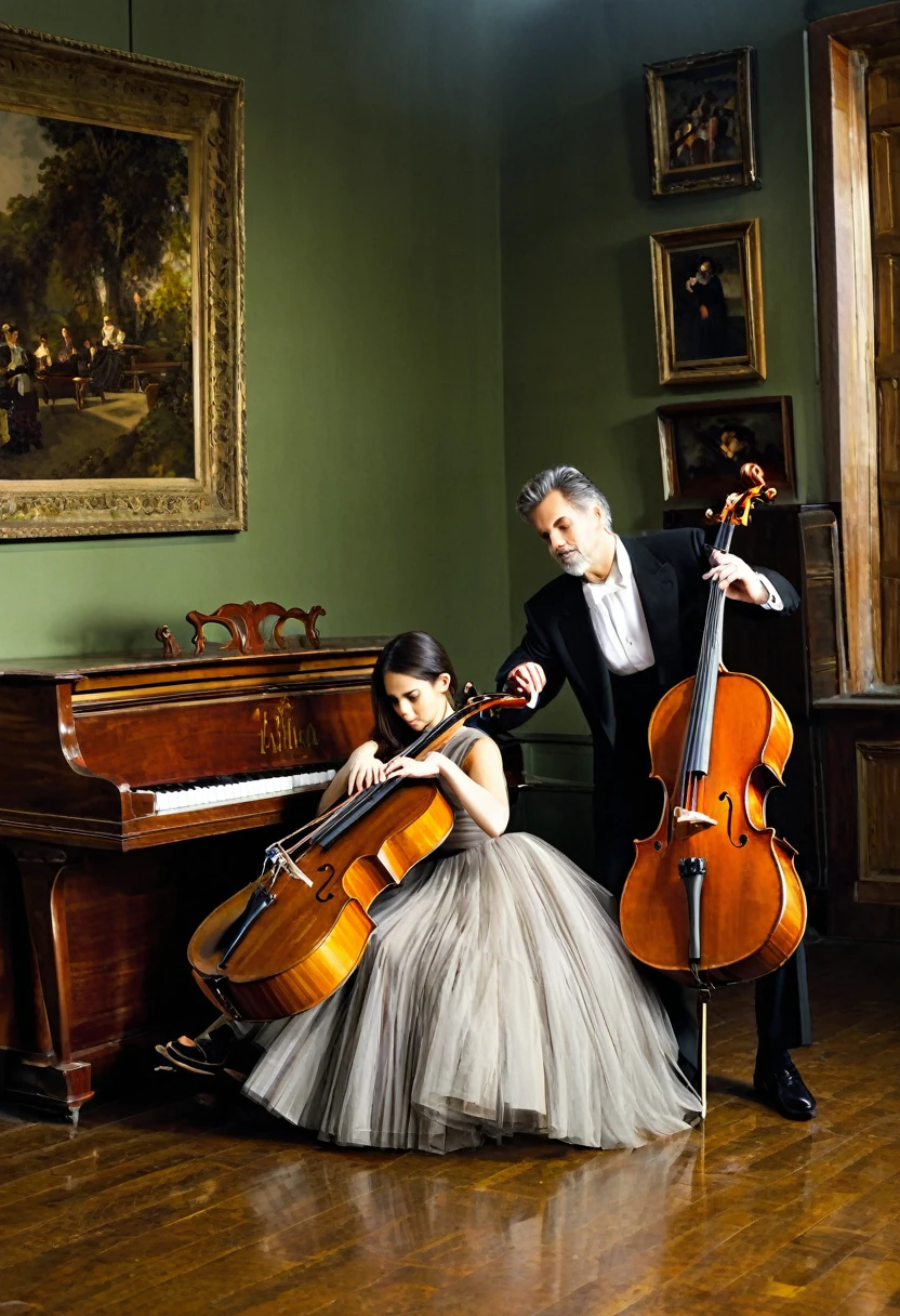 a piano, a cello, a violin,