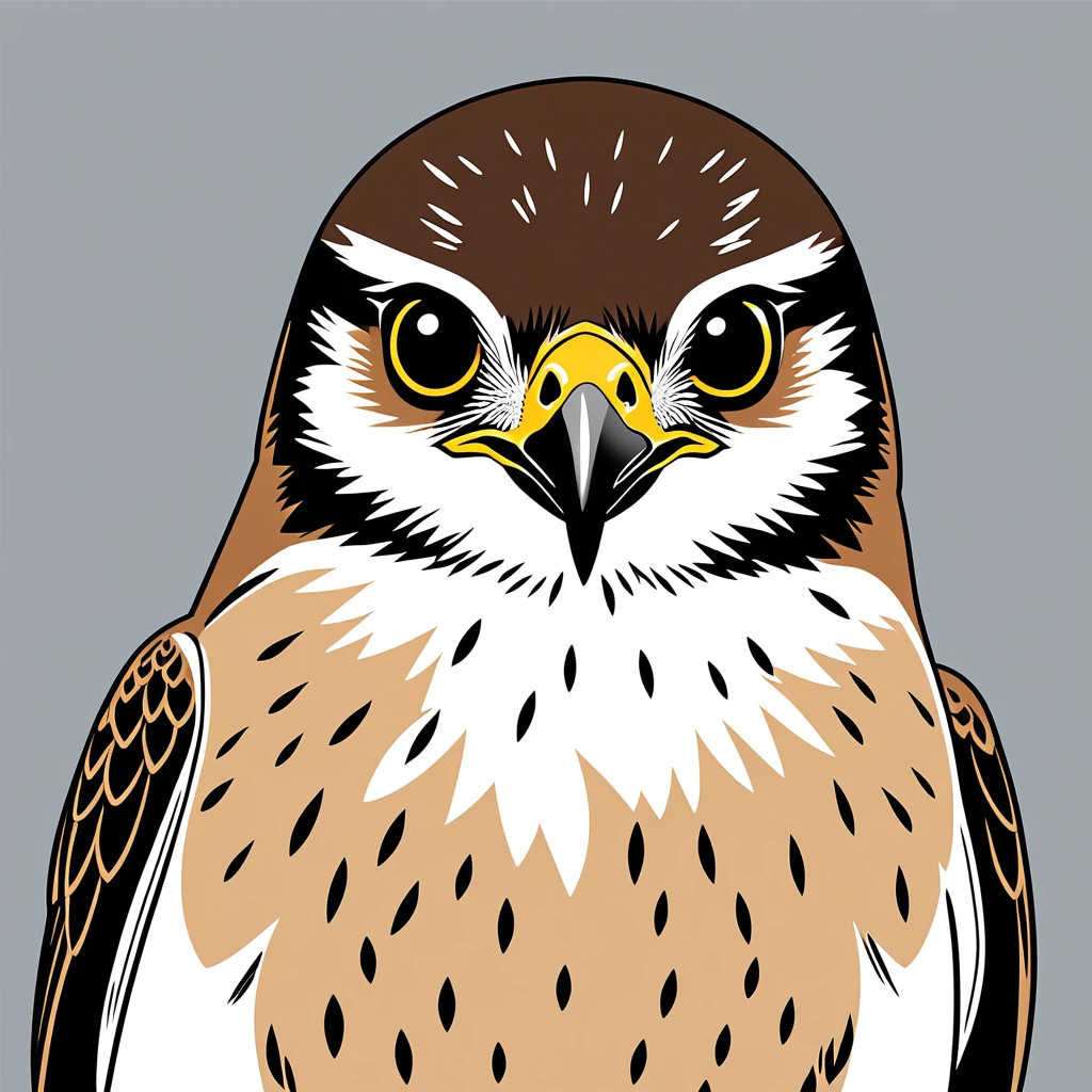 cute falcon, illustration, vector graphics, strong contours