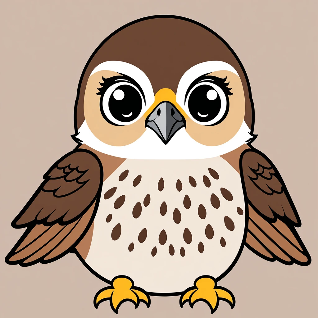 cute falcon, illustration, vector graphics, strong contours