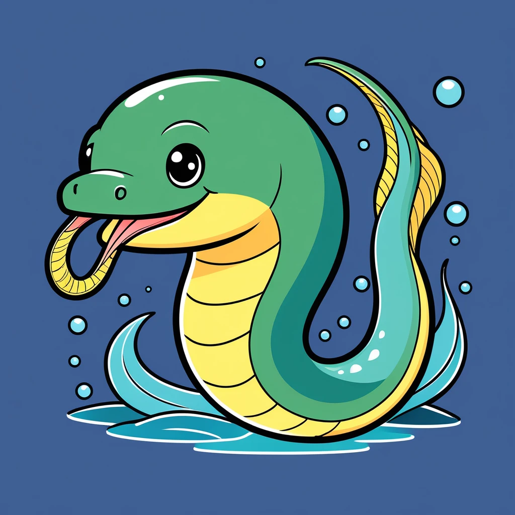 cute eel, illustration, vector graphics, strong contours